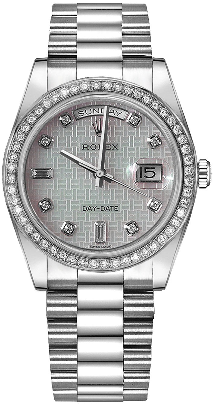 Rolex Day-Date 36 Platinum Diamond Watch 118346-0090