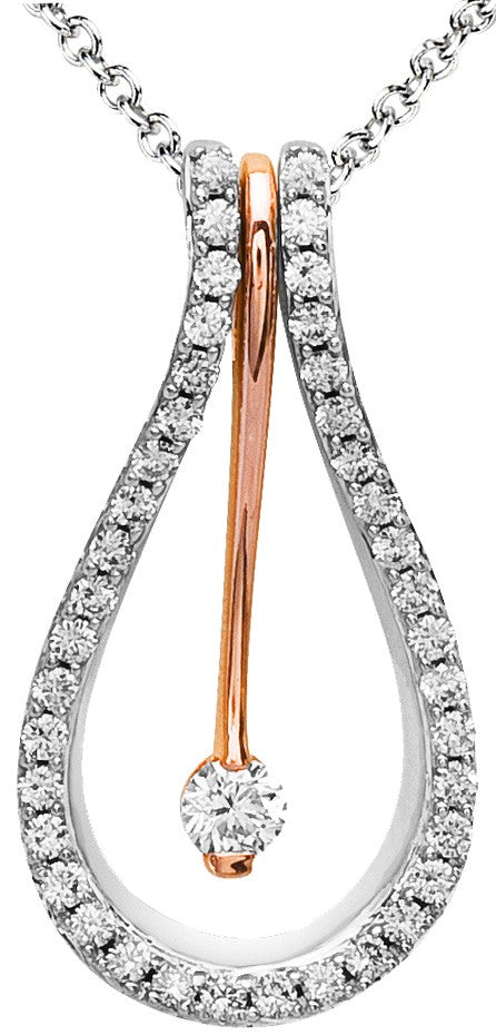 Diamond Pendant, .71 Carat Diamonds on 14K White & Rose Gold