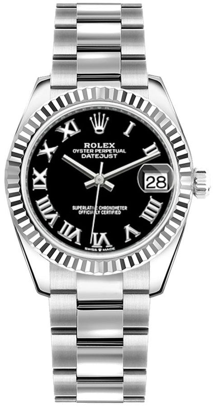 Rolex Datejust 31 Black Dial Roman Numerals Women's Watch 278274-0001