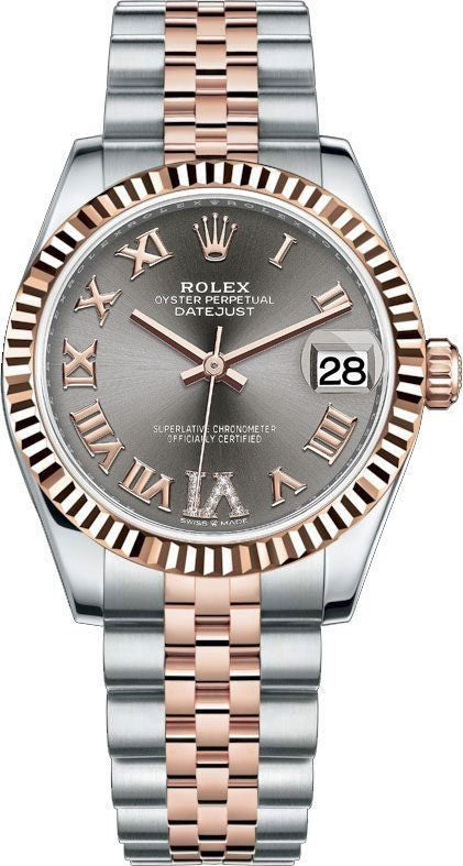 Rolex Datejust 31 Slate Grey Dial Diamond VI Women's Watch 278271-0030