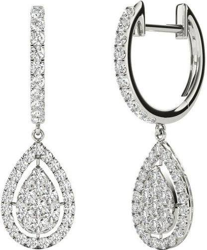 Diamond Earrings, 1.0 Carat Diamonds on Solid 18k White Gold E20239W