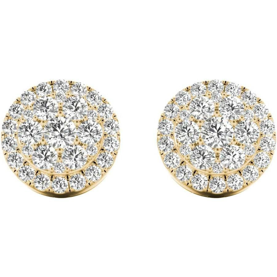 .43 TCW Yellow Gold Diamond Halo Pave Earrings E20236Y