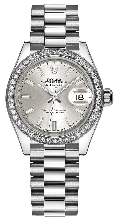 Rolex Lady-Datejust 28 Silver Dial Platinum Watch 279136RBR-0006