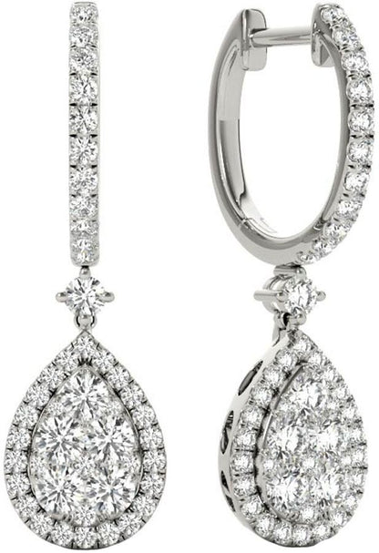 Diamond Earrings, 1.45 Carat Diamonds on Solid 18k White Gold E20240W