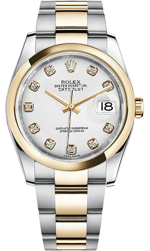 Rolex Datejust 36 White Diamond Dial Watch 116203-0187