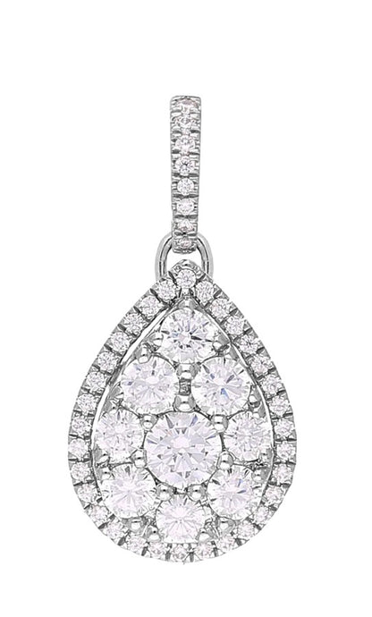 Diamond Teardrop Pendant, 1.06 Carat on Solid 14k White Gold PSV343W