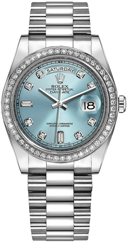 Rolex Day-Date 36 Diamond Ice Blue Watch 118346-0028