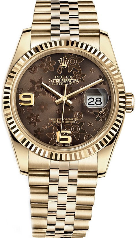 Rolex Datejust 36 Bronze Floral Dial Watch 116238-0081