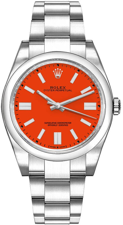 Rolex Oyster Perpetual 36 Oystersteel Coral Red Unisex Watch 126000-0007