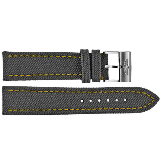 Breitling 24mm Anthracite Canvas Watch Strap with Yellow Stitching 113W