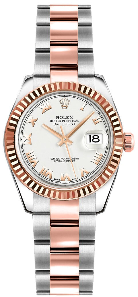 Rolex Lady-Datejust 26 White Roman Numeral Dial Women's Watch 179171