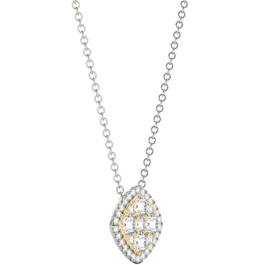 Diamond Pendant, .83 Carat on Solid 18k White & Yellow Gold P21953WY