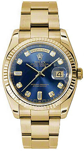 Rolex Day-Date 36 Blue Diamond Dial Watch 118238