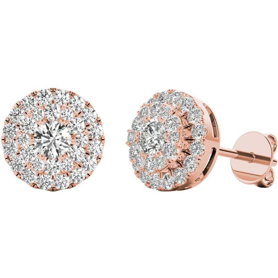 .65 TCW Rose Gold Diamond Halo Pave Earrings E20234R