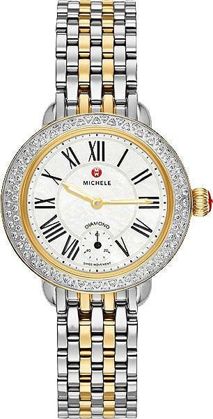 Michele Serein 12 Pearl White Dial Yellow Gold & Diamond Ladies Watch MWW21E000007