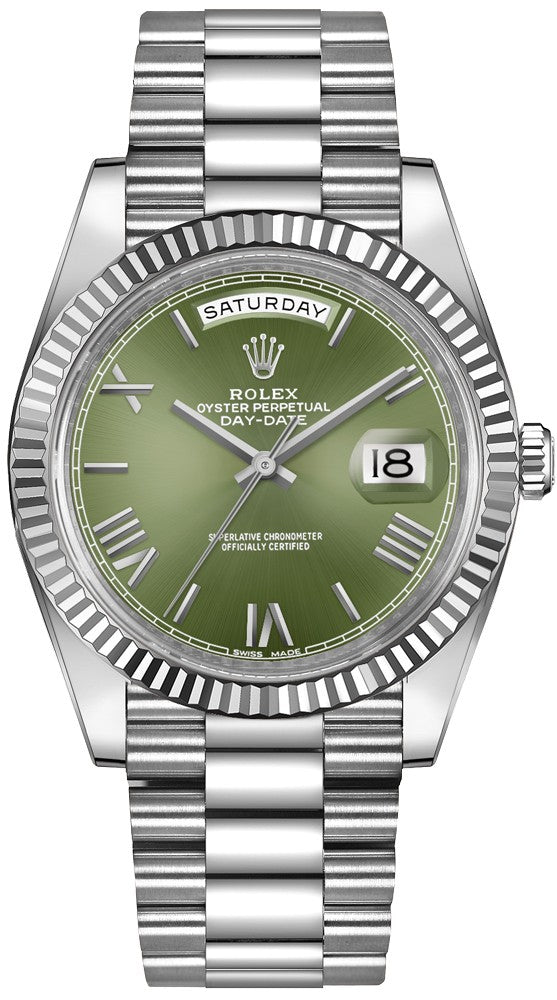 Rolex Day-Date 40 Green Dial White Gold Watch 228239-0033