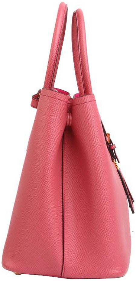 Pink Prada Saffiano Cuir Double Large Tote Bag