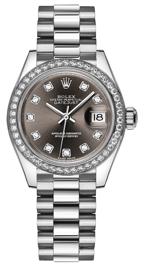 Rolex Lady-Datejust 28 Platinum Diamond Women's Watch 279136RBR-0011