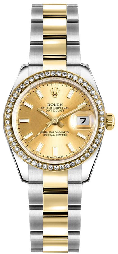 Rolex Lady-Datejust 26 Diamond Bezel Automatic Women's Watch 179383