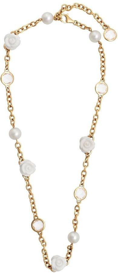 Mimi Milano 18k Rose Gold White Agate Crystal Pearl Necklace C191R1A1J