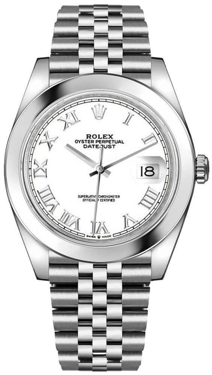 Rolex Datejust 41 White Dial Jubilee Bracelet Men's Watch 126300-0016