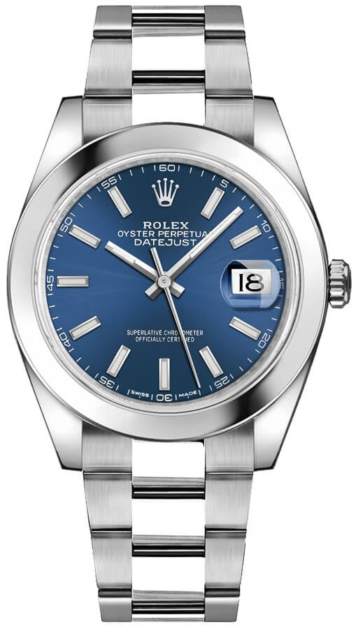 Rolex Datejust 41 Blue Index Dial Oystersteel Men's Watch 126300-0001