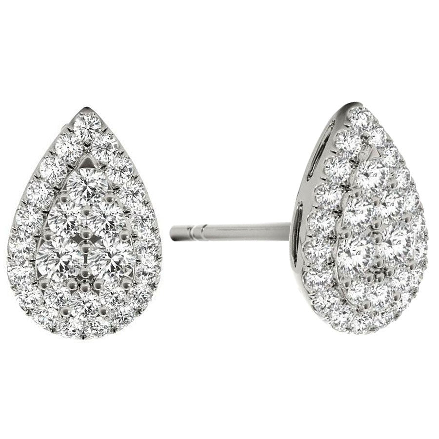 .33 TCW Solid 18k White Gold Diamond Halo Pave Earrings E20238W