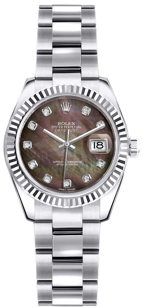 Rolex Lady-Datejust 26 Solid 18K White Gold Diamond Watch 179179