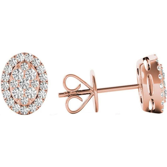 .31 TCW Rose Gold Diamond Halo Pave Earrings E20237R