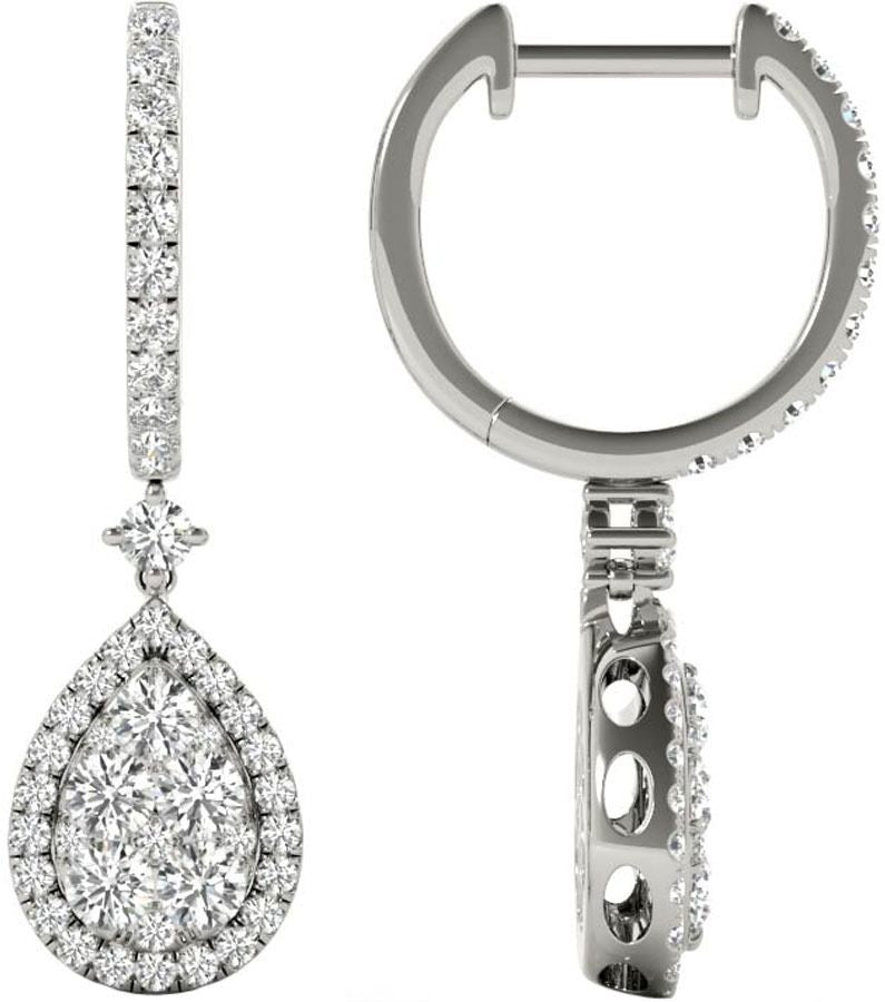 Diamond Earrings, 1.45 Carat Diamonds on Solid 18k White Gold E20240W