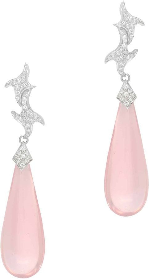 Mimi Milano 18k White Gold Diamond Pink Quartz Earrings O480B8QB-44