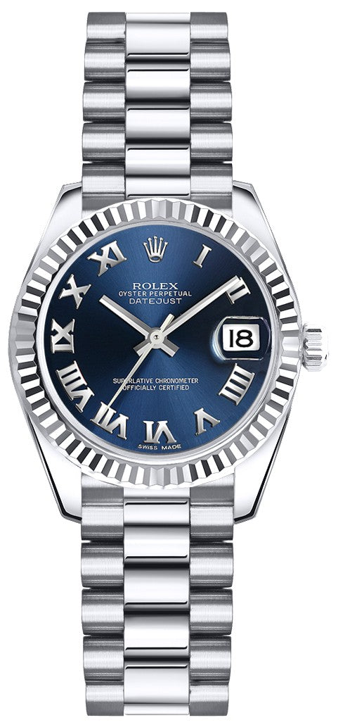 Rolex Lady-Datejust 26 Blue Roman Numeral Dial Watch 179179