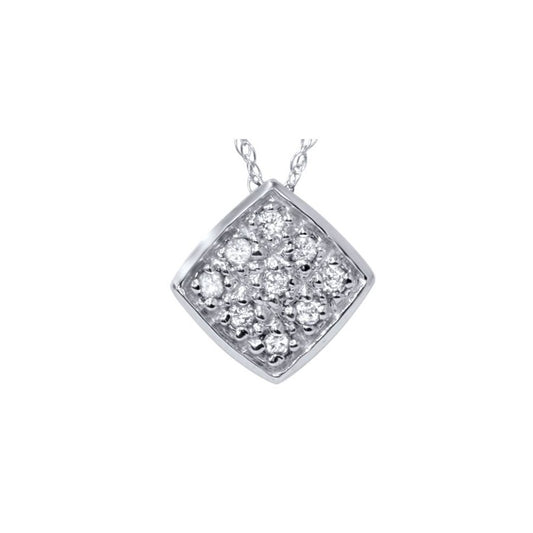 Pave Diamond Cluster Pendant, 0.2 Carat on Solid 14k White Gold