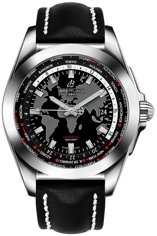 Breitling Galactic Unitime Trophy Black Dial Men's Watch WB3510U4/BD94-436X