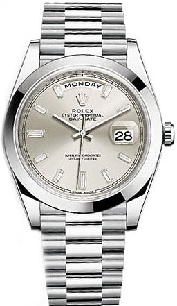 Rolex Day-Date 40 Silver Dial Platinum Watch 228206-0012