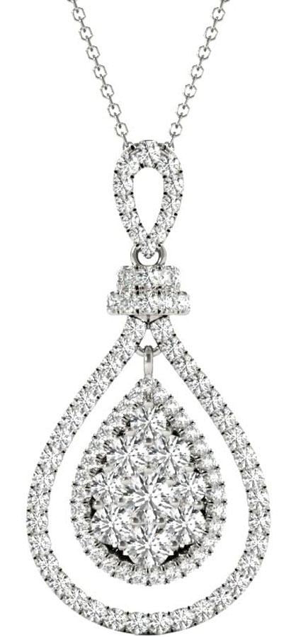 Diamond Oval Pendant, 1.03 Carat on 18k White Gold P20245W