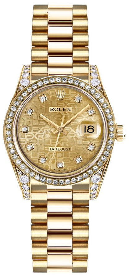 Rolex Lady-Datejust 26 Gold Diamond Women's Watch 179158