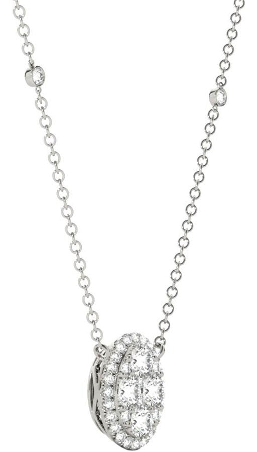 Diamond Oval Pendant, .71 Carat on Solid 18k White Gold P20243W