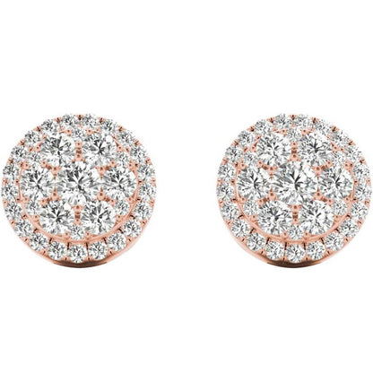 .66 TCW Rose Gold Diamond Halo Pave Earrings E20233R