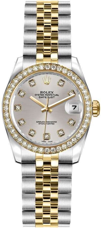 Rolex Lady-Datejust 26 Silver Diamond Dial Women's Watch 179383