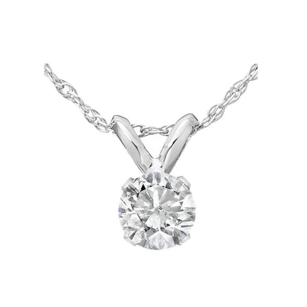 Diamond Pendant, 0.25 Carat on Solid 14k White Gold