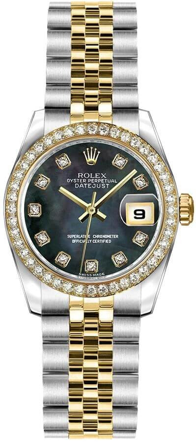 Rolex Lady-Datejust 26 Black Mother of Pearl Women's Watch 179383