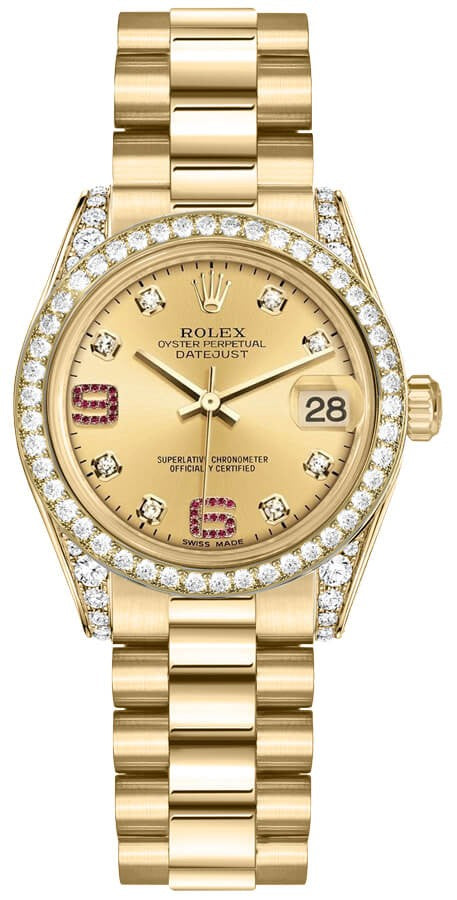 Rolex Datejust 31 Champagne Diamond & Rubies Watch 178158-0070