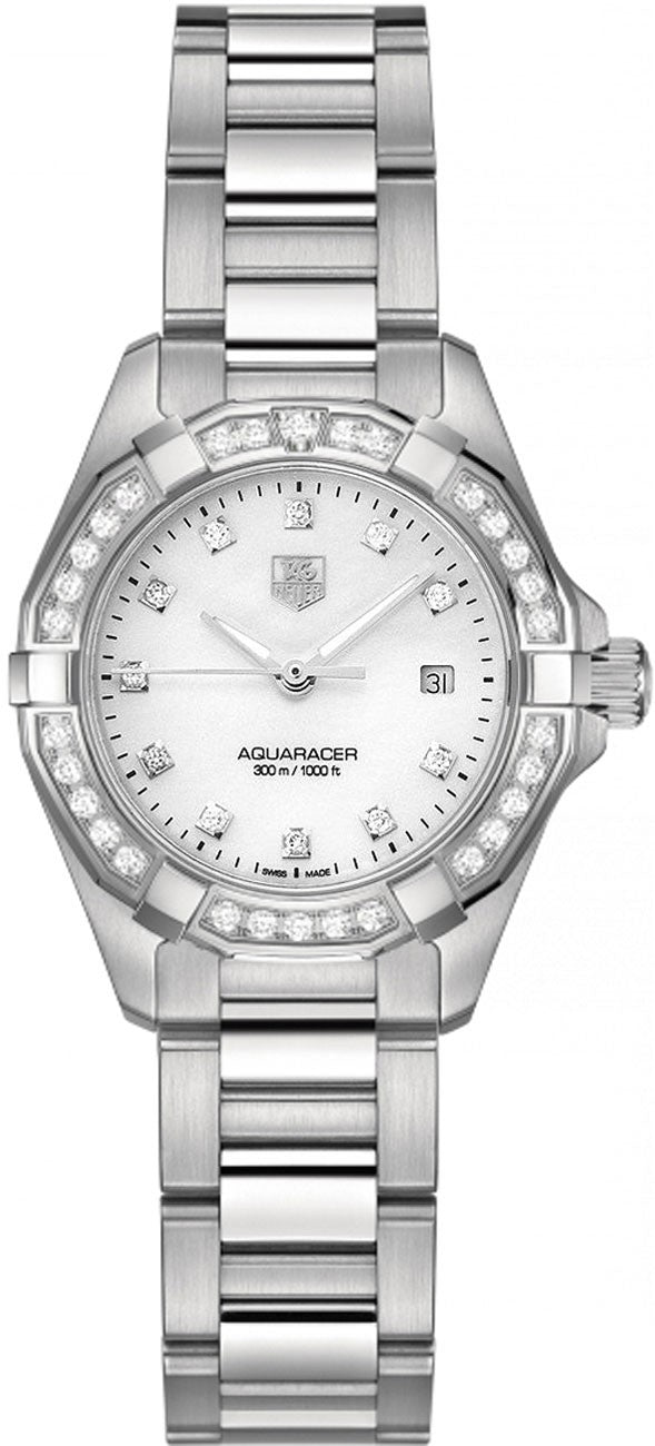 Tag Heuer Aquaracer Ladies Watch White Pearl & Diamond WAY1414.BA0920