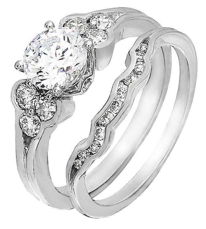 Diamond Wedding Ring Set, .58 Carat Diamonds on 14k White Gold RWG350