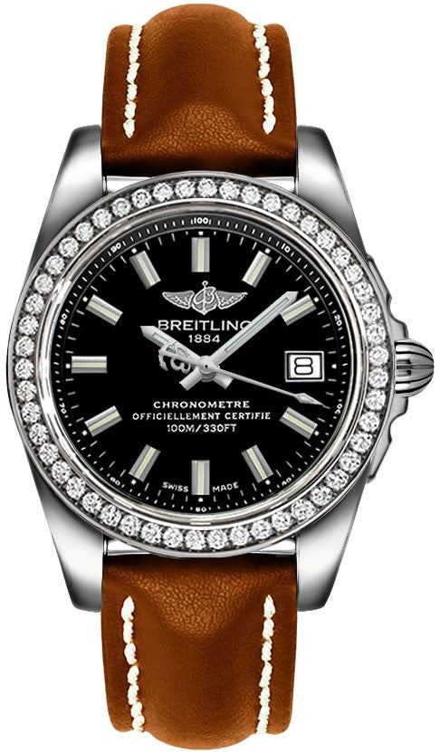 Breitling Galactic 36 Black Dial Diamond Ladies Watch A7433053/BE08-416X