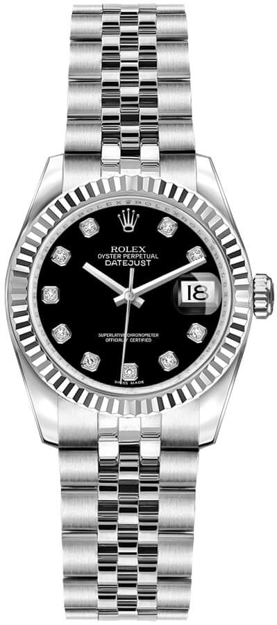 Rolex Lady-Datejust 26 Black Dial Women's Watch 179174