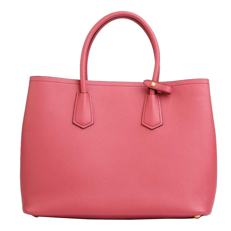 Pink Prada Saffiano Cuir Double Large Tote Bag