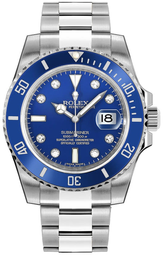 Rolex Submariner Date Blue Diamond Mens Watch M116619LB-0002