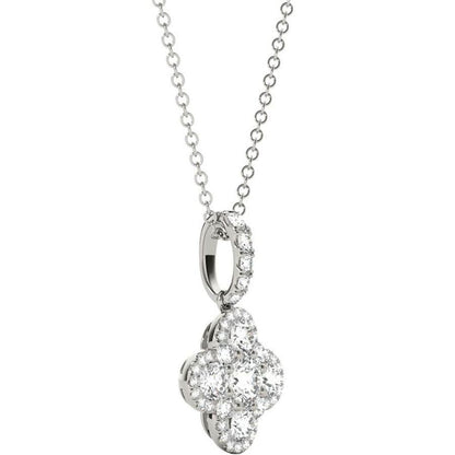 Diamond Flower Pendant, .95 Carat on Solid 18k White Gold P21970W